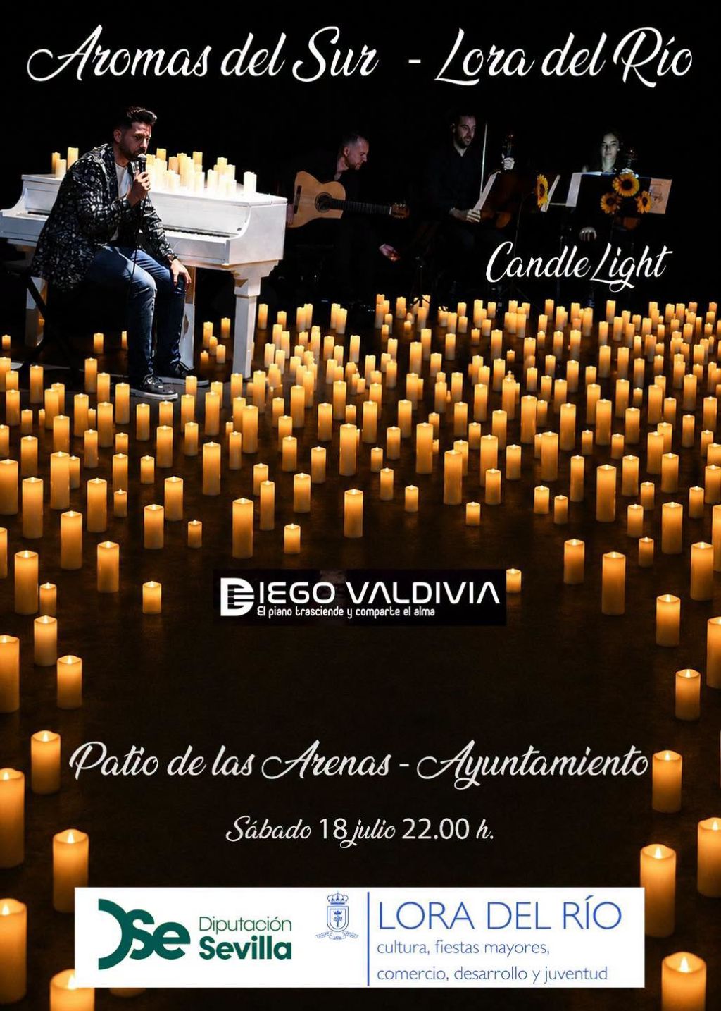 El Ayuntamiento de Lora del Río pone a disposición las invitaciones para el concierto de Diego Valdivia en el Patio de las Arenas
