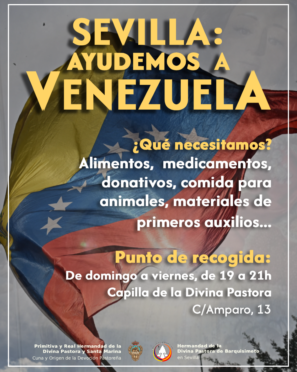 La Hermandad de la Divina Pastora y Santa Marina de Sevilla pone en marcha una campaña de ayuda humanitaria por los terremotos de Venezuela
