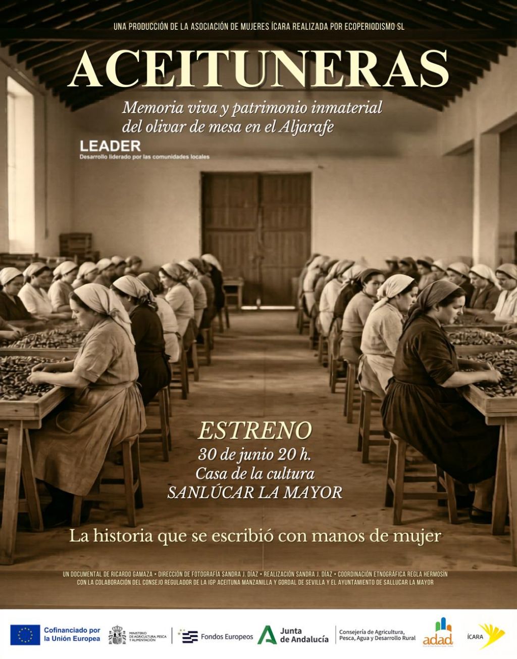 Sanlúcar la Mayor acogerá la presentación de 'Aceituneras', un homenaje a la memoria y el legado de las mujeres del olivar