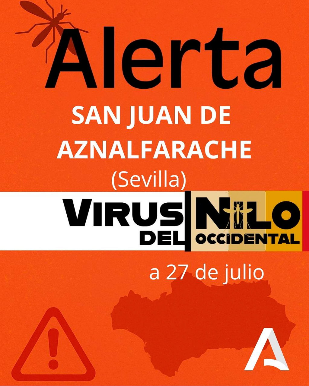 Sanidad declara área en alerta por virus del Nilo el municipio sevillano de San Juan de Aznalfarache