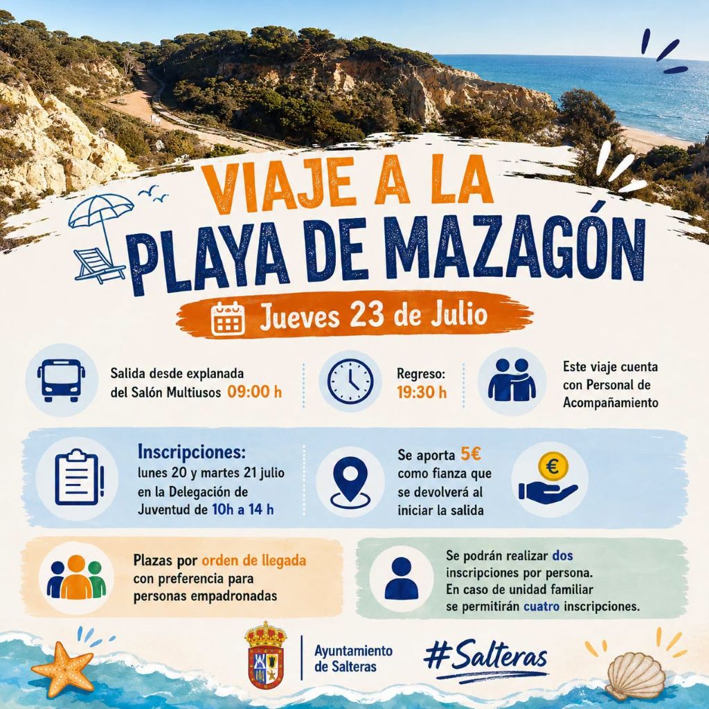 Salteras organiza un viaje a la playa de Mazagón