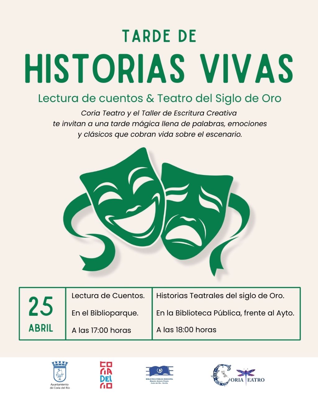 Literatura y artes escénicas para celebrar el Día del Libro en Coria del Río